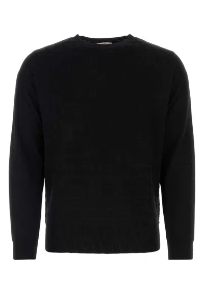 Valentino Garavani Man Sweater Black Size L Virgin Wool In Black