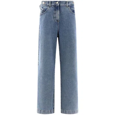 Attico Ben Long Denim Boyfriend Jeans In Blue