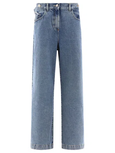 Attico Ben Long Denim Boyfriend Jeans In Blue
