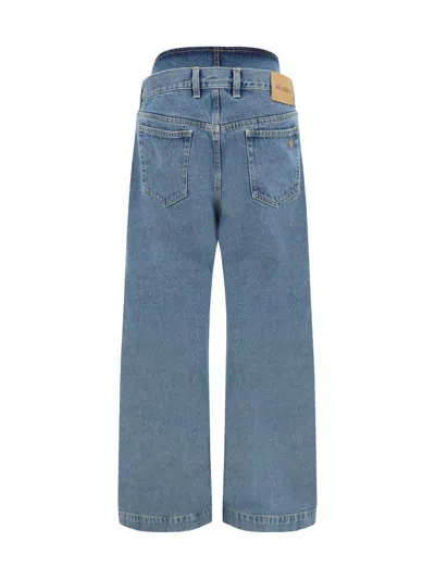Attico Ben Long Denim Boyfriend Jeans In Blue