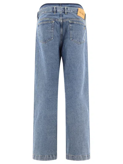 Attico Ben Long Denim Boyfriend Jeans In Blue