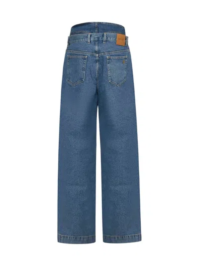 Attico Ben Long Denim Boyfriend Jeans In Blue