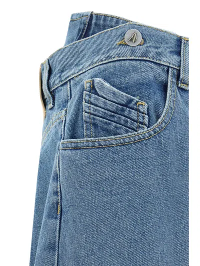 Attico Ben Long Denim Boyfriend Jeans In Blue