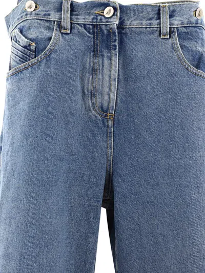 Attico Ben Long Denim Boyfriend Jeans In Blue