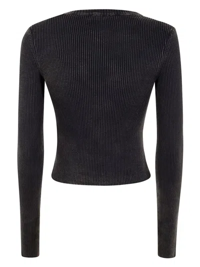 Diesel M-anchor-a Cropped Denim Sweatshirt With Cut-out Detail