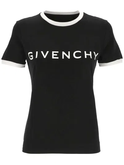 Givenchy Black Crewneck T-shirt With Logo Lettering On The Front And 4g Logo On The Rear In Cotton S
