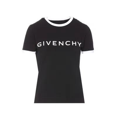 Givenchy Black Crewneck T-shirt With Logo Lettering On The Front And 4g Logo On The Rear In Cotton S