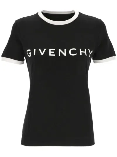 Givenchy Black Crewneck T-shirt With Logo Lettering On The Front And 4g Logo On The Rear In Cotton S