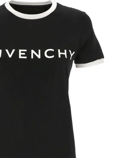 Givenchy Black Crewneck T-shirt With Logo Lettering On The Front And 4g Logo On The Rear In Cotton S