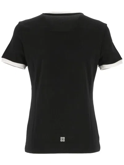 Givenchy Black Crewneck T-shirt With Logo Lettering On The Front And 4g Logo On The Rear In Cotton S