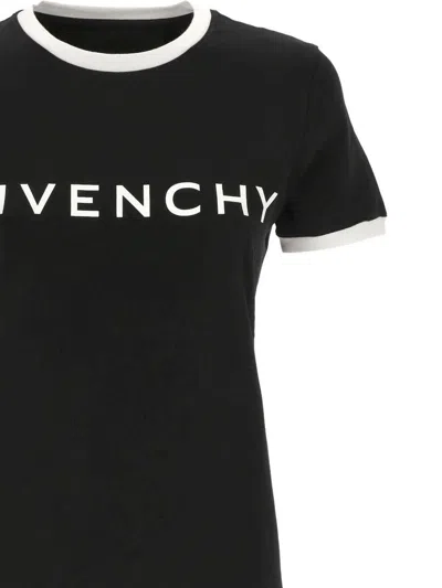 Givenchy Black Crewneck T-shirt With Logo Lettering On The Front And 4g Logo On The Rear In Cotton S