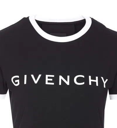 Givenchy Black Crewneck T-shirt With Logo Lettering On The Front And 4g Logo On The Rear In Cotton S