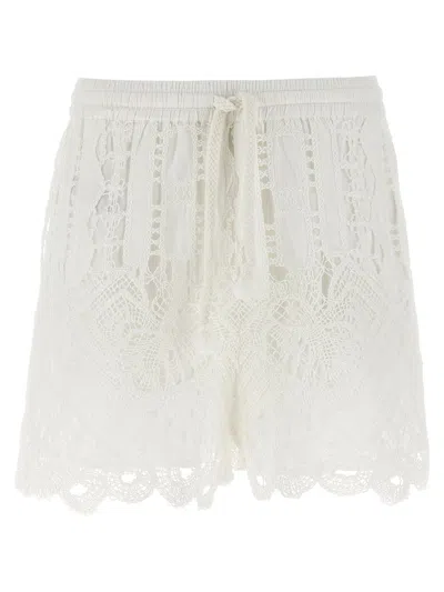 Pinko White Lace Design Serenata Rap Shorts