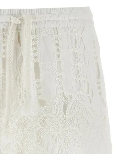 Pinko White Lace Design Serenata Rap Shorts