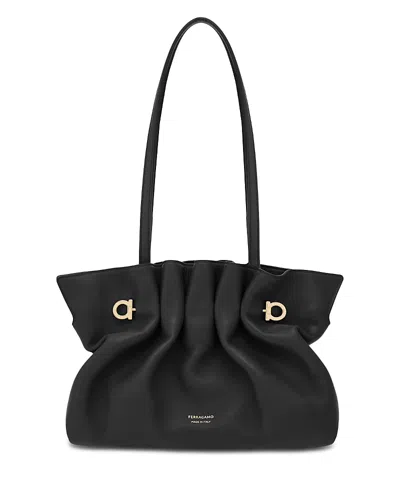 Ferragamo Soft-structured Shoulder Bag With Minimalist Design In Black