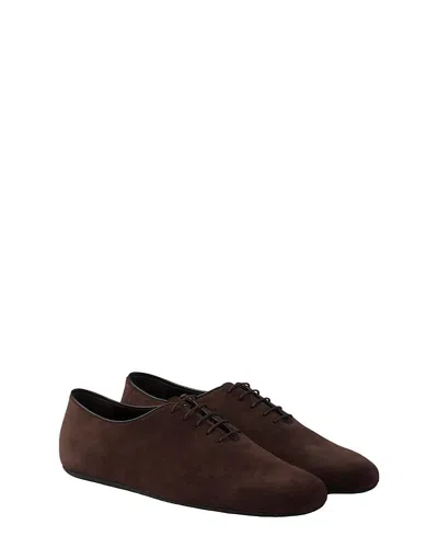 Prada Men's Suede Laced Shoes In Brown