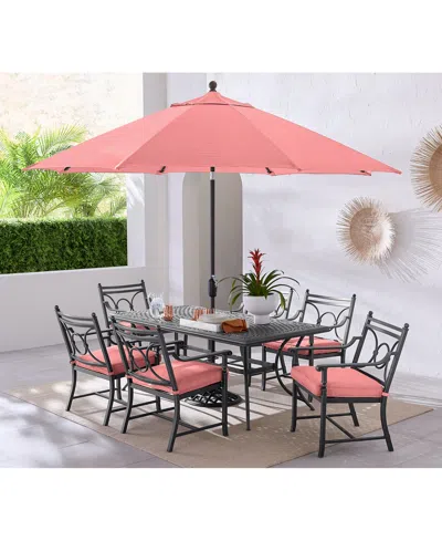 Agio Wythburn Outdoor Dining 7pc Set (72x38" Table & 6 Scroll Dining Chairs)