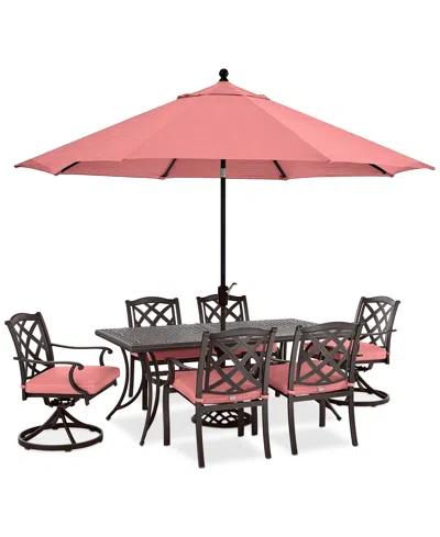 Agio Wythburn Outdoor Dining 7pc Set (72"x38" Table & 4 Lattice Dining Chairs & 2 Lattice Swivel Chairs),