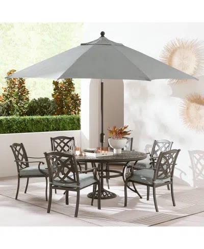 Agio Wythburn Outdoor Dining 7pc Set (60" Round Table & 6 Lattice Dining Chairs)