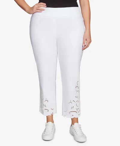 Ruby Rd. Plus Size Embroidered Ankle Pant In White
