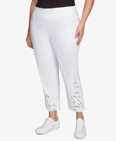 Ruby Rd. Plus Size Embroidered Ankle Pant In White