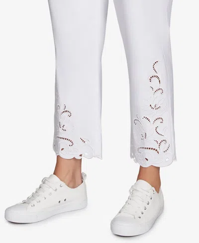 Ruby Rd. Plus Size Embroidered Ankle Pant In White