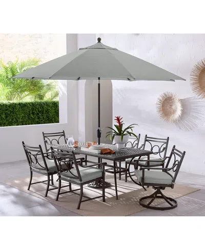 Agio Wythburn Outdoor Dining 7pc Set (72"x 38" Table & 4 Scroll Dining Chairs & 2 Scroll Swivel Chairs)