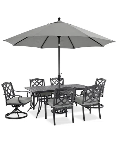 Agio Wythburn Outdoor Dining 7pc Set (72"x 38" Table & 4 Scroll Dining Chairs & 2 Scroll Swivel Chairs)