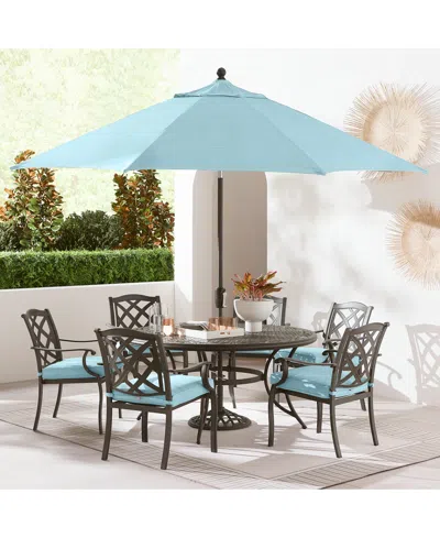 Agio Wythburn Outdoor Dining 7pc Set (60" Round Table & 6 Lattice Dining Chairs)