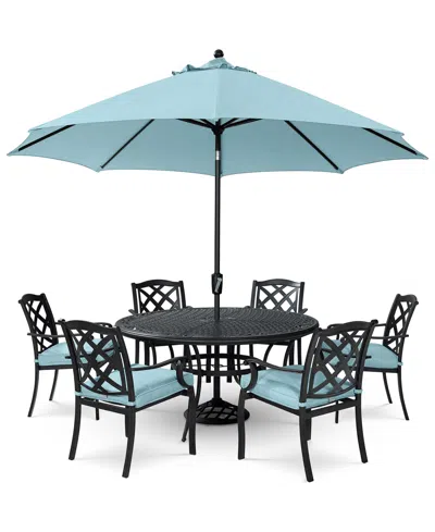 Agio Wythburn Outdoor Dining 7pc Set (60" Round Table & 6 Lattice Dining Chairs)
