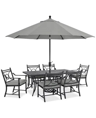 Agio Wythburn Outdoor Dining 7pc Set (72x38" Table & 6 Scroll Dining Chairs)