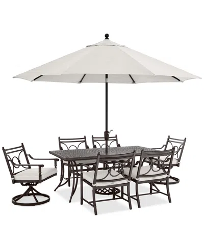 Agio Wythburn Outdoor Dining 7pc Set (72"x 38" Table & 4 Scroll Dining Chairs & 2 Scroll Swivel Chairs),