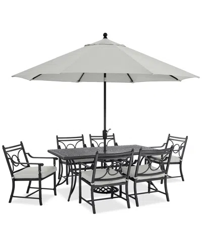 Agio Wythburn Outdoor Dining 7pc Set (72x38" Table & 6 Scroll Dining Chairs)