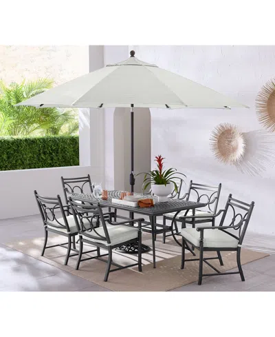 Agio Wythburn Outdoor Dining 7pc Set (72x38" Table & 6 Scroll Dining Chairs)