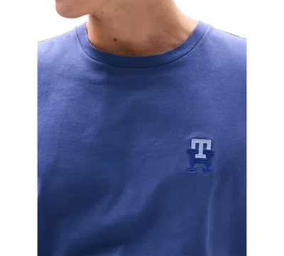Tommy Hilfiger Men's Sueded Jersey "t" Logo T-shirt In Blue