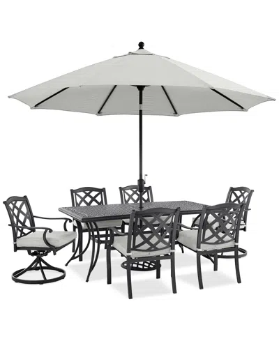 Agio Wythburn Outdoor Dining 7pc Set (72"x 38" Table & 4 Scroll Dining Chairs & 2 Scroll Swivel Chairs),