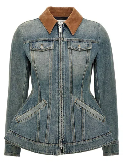 Shop Alexander Mcqueen Flared Denim Jacket