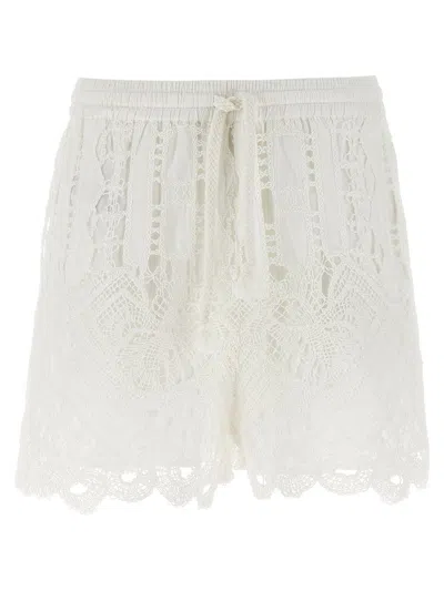 Pinko White Lace Design Serenata Rap Shorts