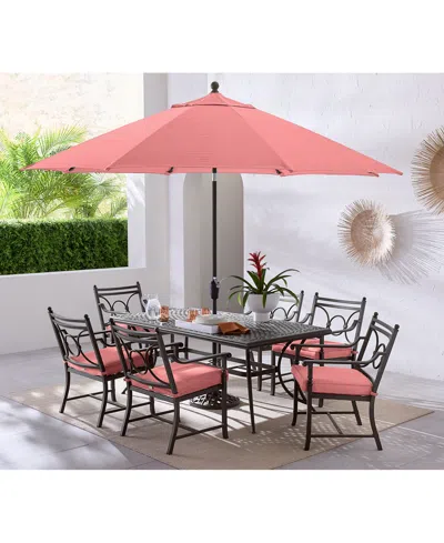 Agio Wythburn Outdoor Dining 7pc Set (72x38" Table & 6 Scroll Dining Chairs)