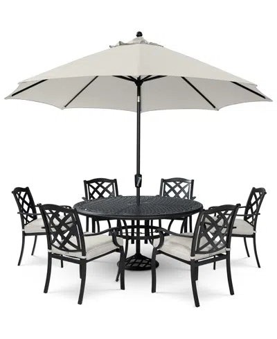 Agio Wythburn Outdoor Dining 7pc Set (60" Round Table & 6 Lattice Dining Chairs)