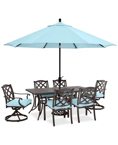 Agio Wythburn Outdoor Dining 7pc Set (72"x38" Table & 4 Lattice Dining Chairs & 2 Lattice Swivel Chairs)