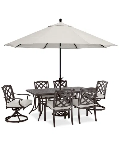 Agio Wythburn Outdoor Dining 7pc Set (72"x38" Table & 4 Lattice Dining Chairs & 2 Lattice Swivel Chairs),