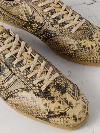 Dries Van Noten White Calf Leather Sneaker With Refined Silhouette In Brown