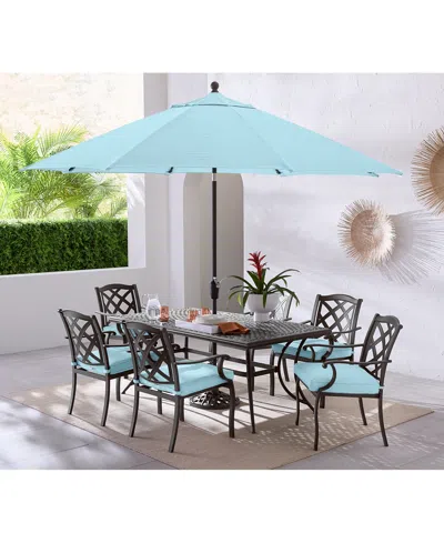 Agio Wythburn Outdoor Dining 7 Pc Set (72"x38" Table & 6 Lattice Dining Chairs)