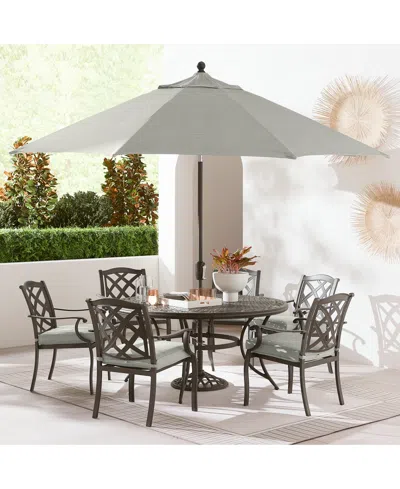Agio Wythburn Outdoor Dining 7pc Set (60" Round Table & 6 Lattice Dining Chairs)