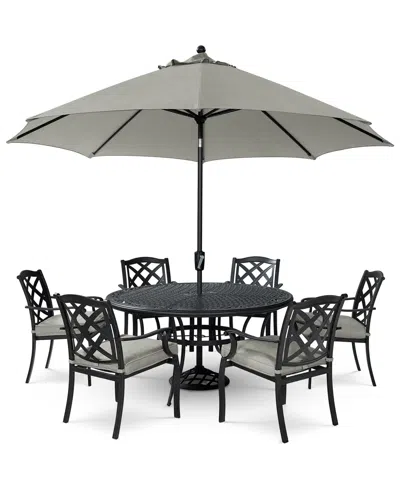 Agio Wythburn Outdoor Dining 7pc Set (60" Round Table & 6 Lattice Dining Chairs)