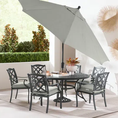 Agio Wythburn Outdoor Dining 7pc Set (60" Round Table & 6 Lattice Dining Chairs)