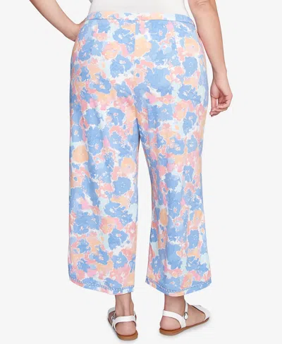 Ruby Rd. Plus Size Floral Print Soft Capri Pants In Blue