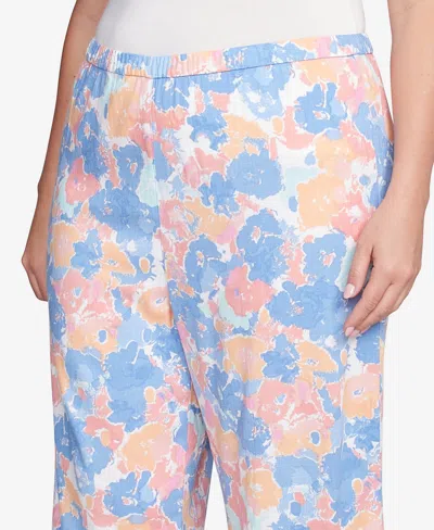 Ruby Rd. Plus Size Floral Print Soft Capri Pants In Blue