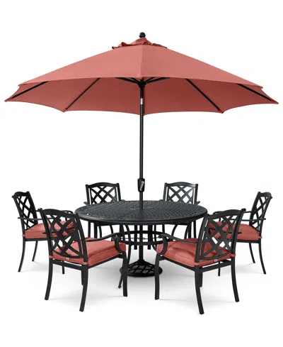 Agio Wythburn Outdoor Dining 7pc Set (60" Round Table & 6 Lattice Dining Chairs)